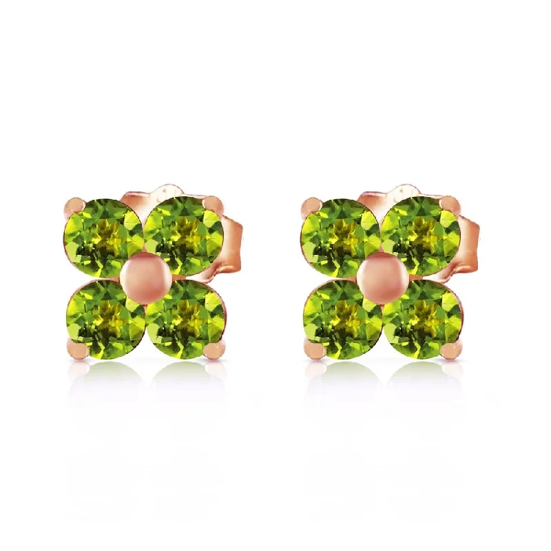 Citron amber earrings-1.15 Carat 14K Solid Rose Gold Diana Peridot Stud Earrings