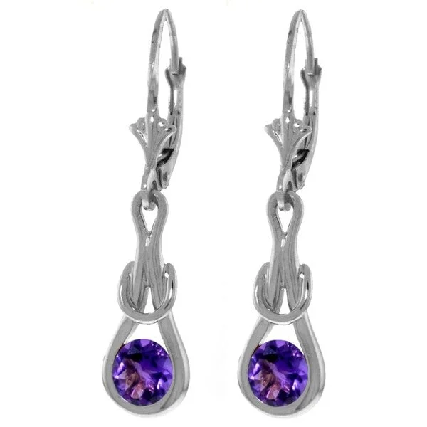 Gothic curve earrings-1.3 CTW 14K Solid White Gold Trumpet Blast Amethyst Earrings