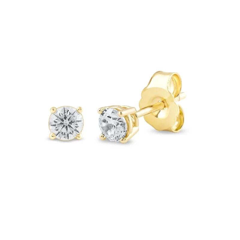 Flow stripe earrings-1/3ct TDW Lab-grown Round Diamond Solitaire Stud Earrings for Women in 10k Gold