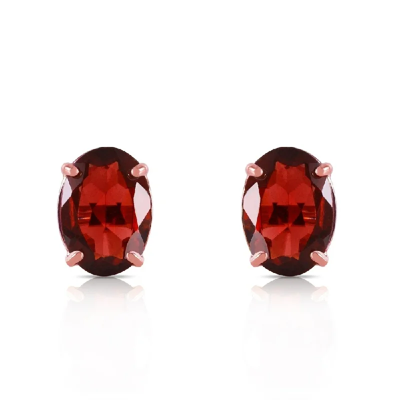 Forged bar earrings-1.8 Carat 14K Solid Rose Gold Panache Garnet Stud Earrings