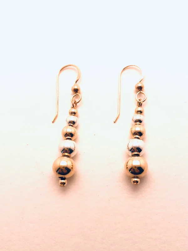 Stacked scale earrings-14k Gold filled and Sterling Silver Bead Earrings