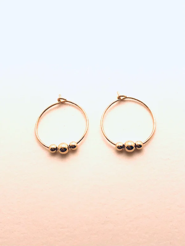 Stacked scale earrings-14k Gold filled Beaded Hoops