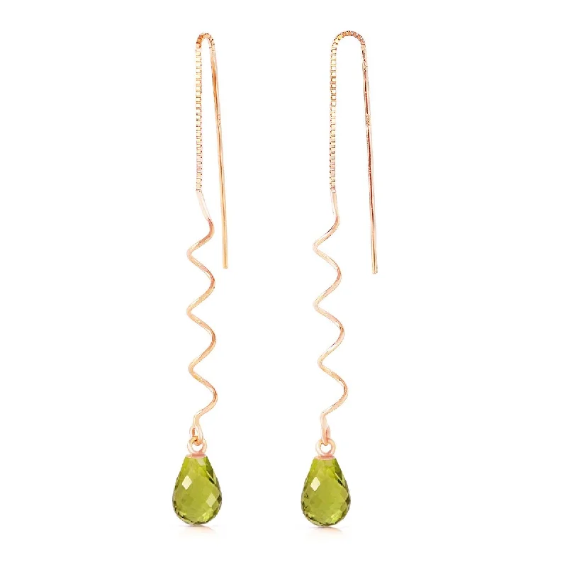 Sparkle druzy earrings-14K Solid Gold Threaded Dangles Gemstone Earrings Natural Peridot