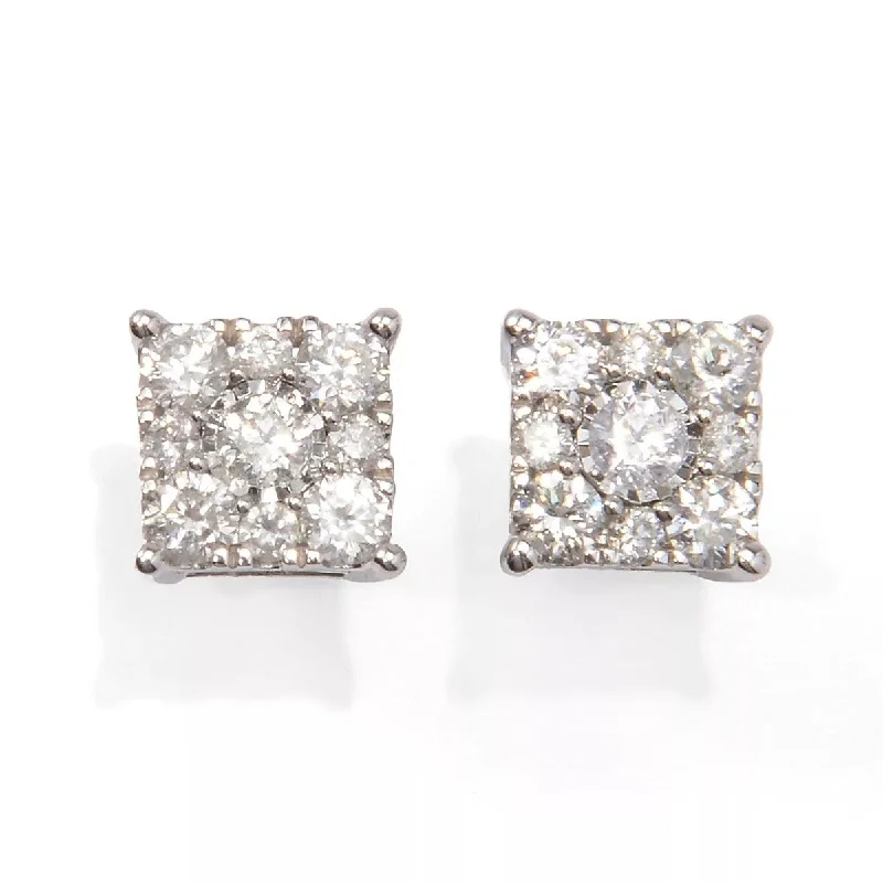 Rough grain earrings-14K White Gold 1.00ctw Diamond Stud Earrings, 2.9 grams