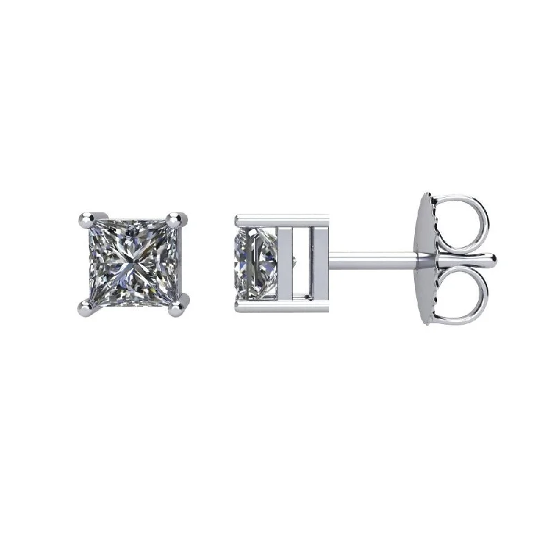 Snapped clasp earrings-14k White Gold 3/4 CTW Diamond Earring for Women