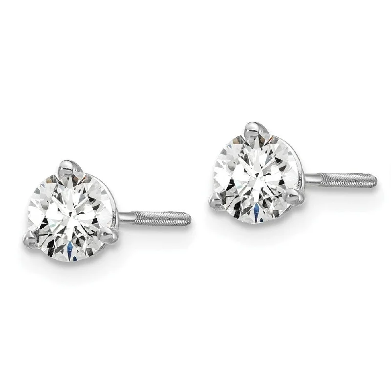 Inlaid design earrings-14k White Gold Lab Grown Diamond Stud Earrings (2/3 cttw, Clarity- SI1-SI2, Color- G-H)