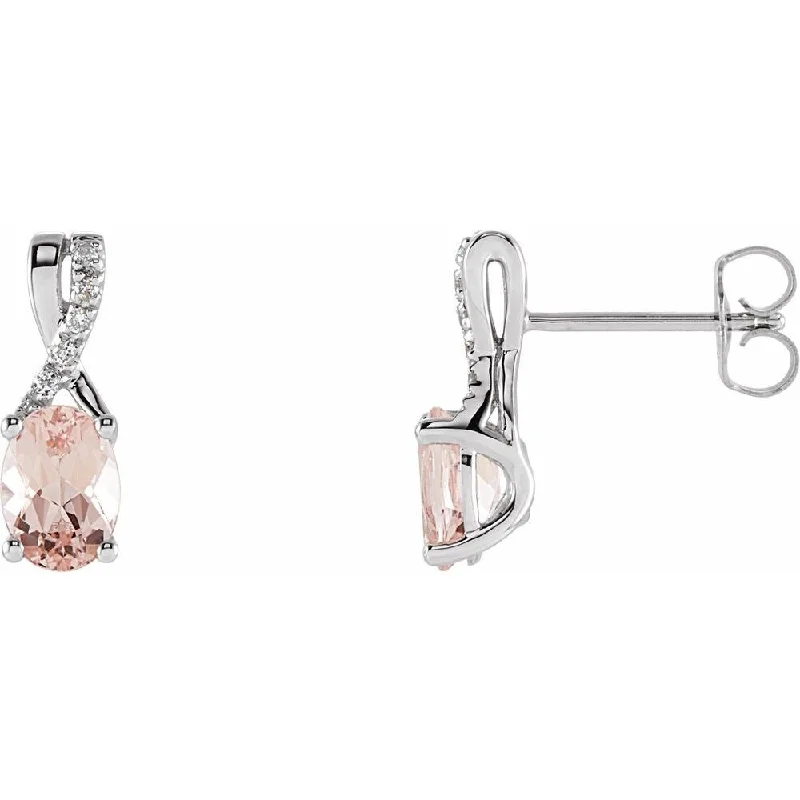 River pebble earrings-14k White Gold Morganite & .05 CTW Diamond Dangle Earring for Women