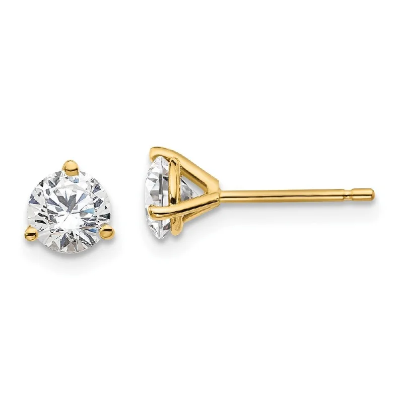 Fifteen-stone earrings-14k Yellow Gold Certified Lab Grown Diamond Stud Earrings (1.00 cttw, Clarity- SI1-SI2, Color- G-H)