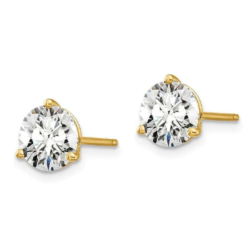 Dill sprig earrings-14k Yellow Gold Certified Lab Grown Diamond Stud Earrings (1.50 cttw, Clarity- SI1-SI2, Color- G-H)