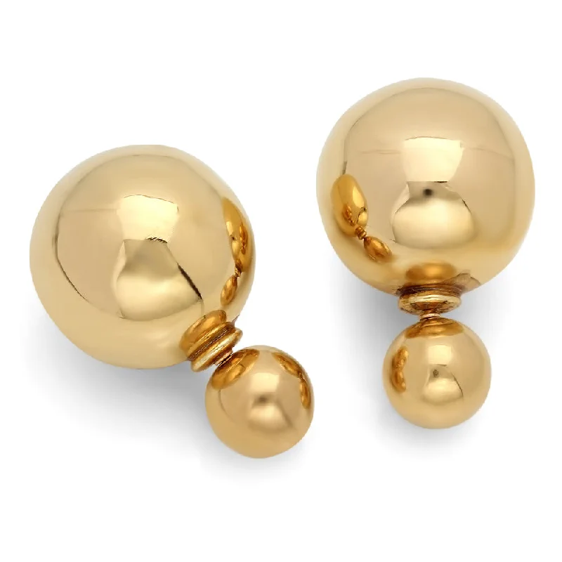 Radiant set earrings-18k Gold Plated Double Sided Pearl Earrings