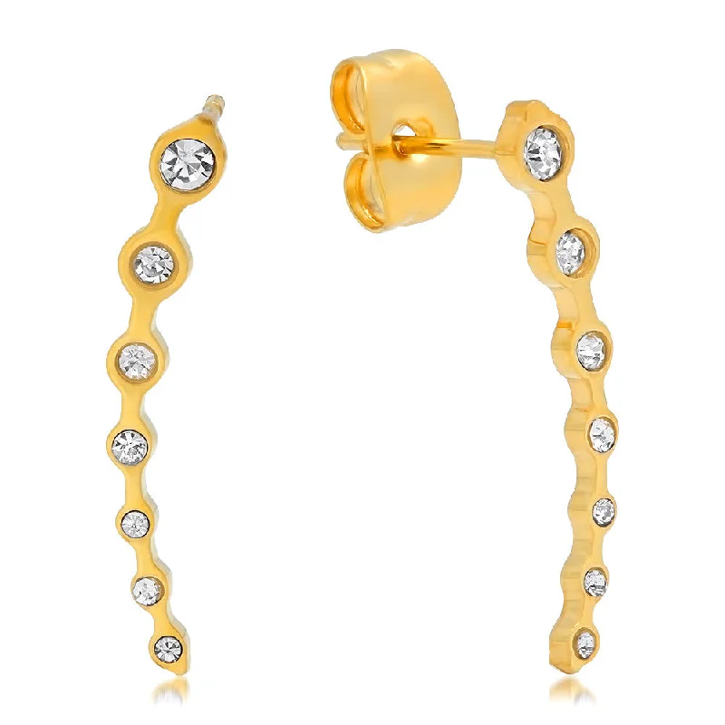 Sharp rim earrings-18k Gold Plated Simulated Diamond Ear Climber