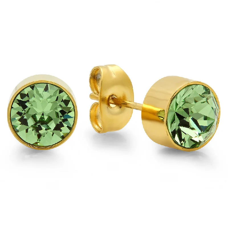 Orchid bloom earrings-18k Gold Plated Stainless Steel Birthstone (August) Earring Studs