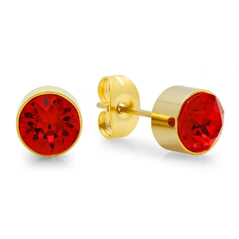 Minoan gold earrings-18k Gold Plated Stainless Steel Birthstone (January) Earring Studs