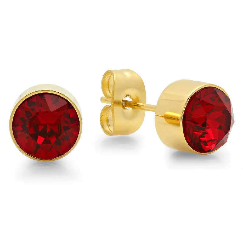 Spire gem earrings-18k Gold Plated Stainless Steel Birthstone (July) Earring Studs