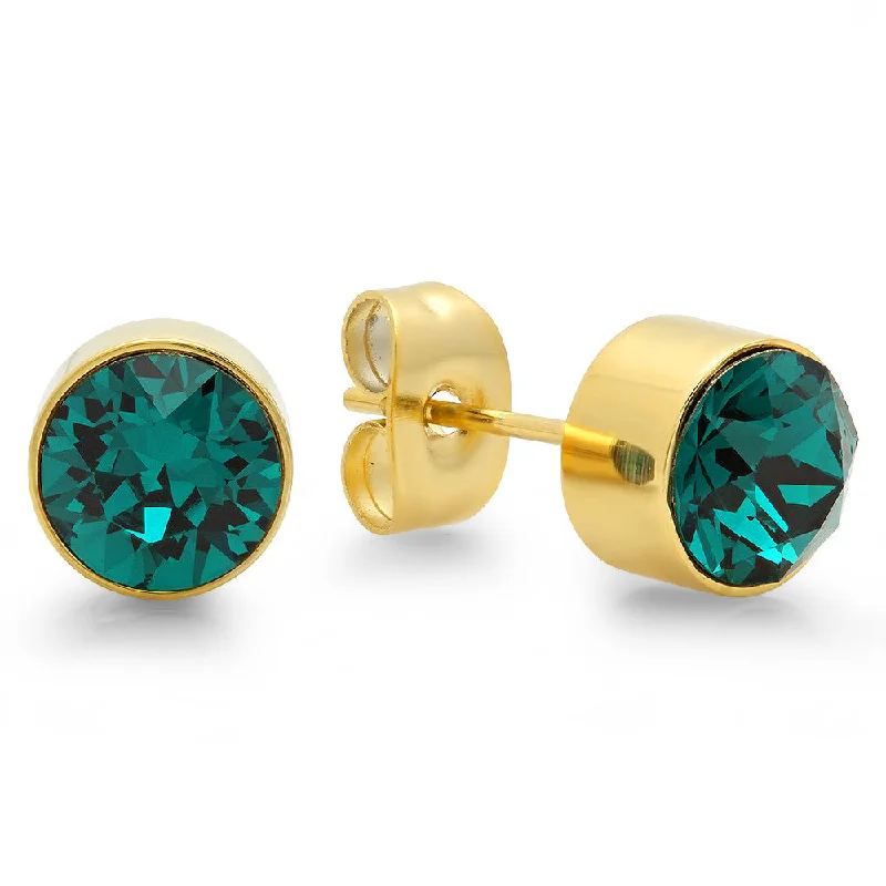 Pale dusk earrings-18k Gold Plated Stainless Steel Birthstone (May) Earring Studs