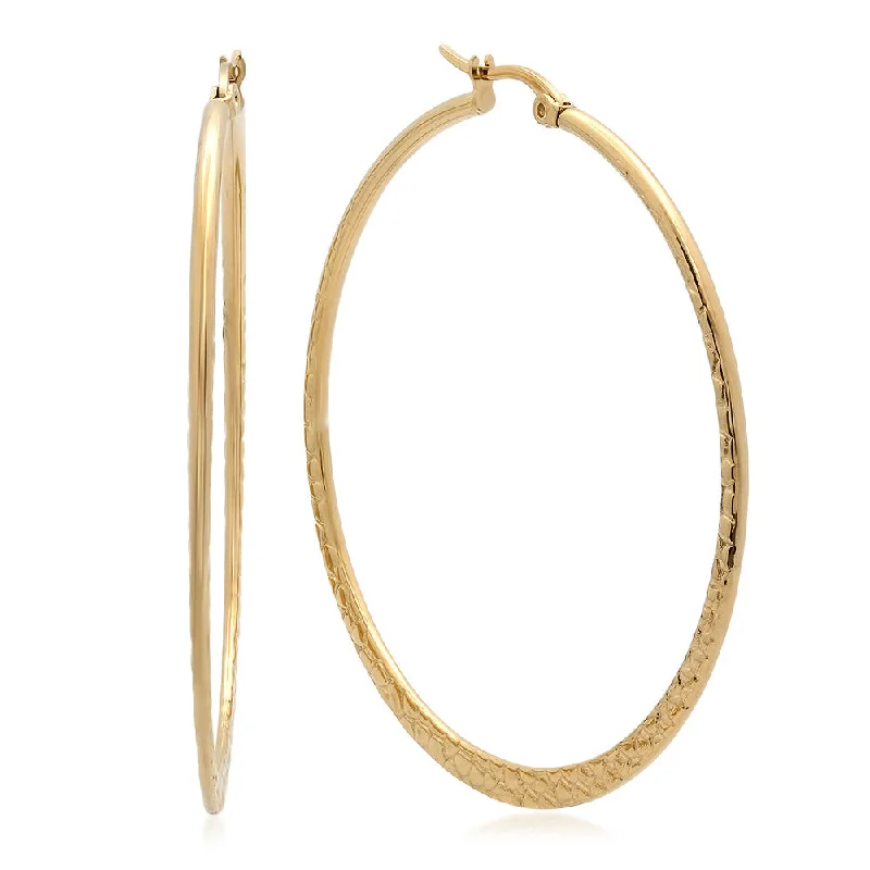 Layered gem earrings-18kt Gold Plated Stainless Steel Hoop Earrings