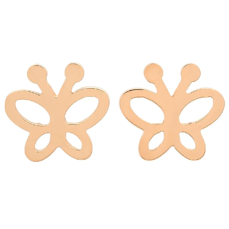 Helix twist earrings-18kt Rose Gold Plated Stainless Steel Butterfly Studs