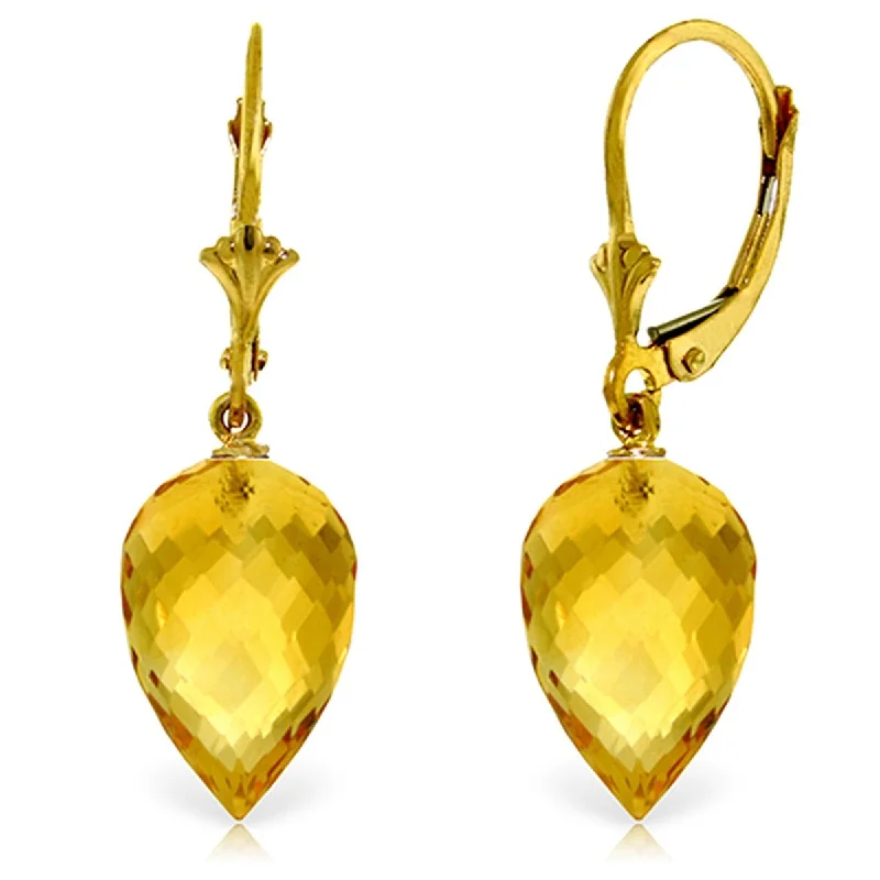 Polished emerald earrings-19 Carat 14K Solid Gold Pointy Briolette Drop Citrine Earrings