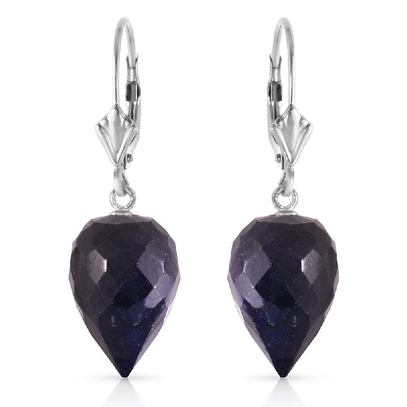 Bamboo wrap earrings-25.7 Carat 14K Solid White Gold Drop Briolette Sapphire Earrings