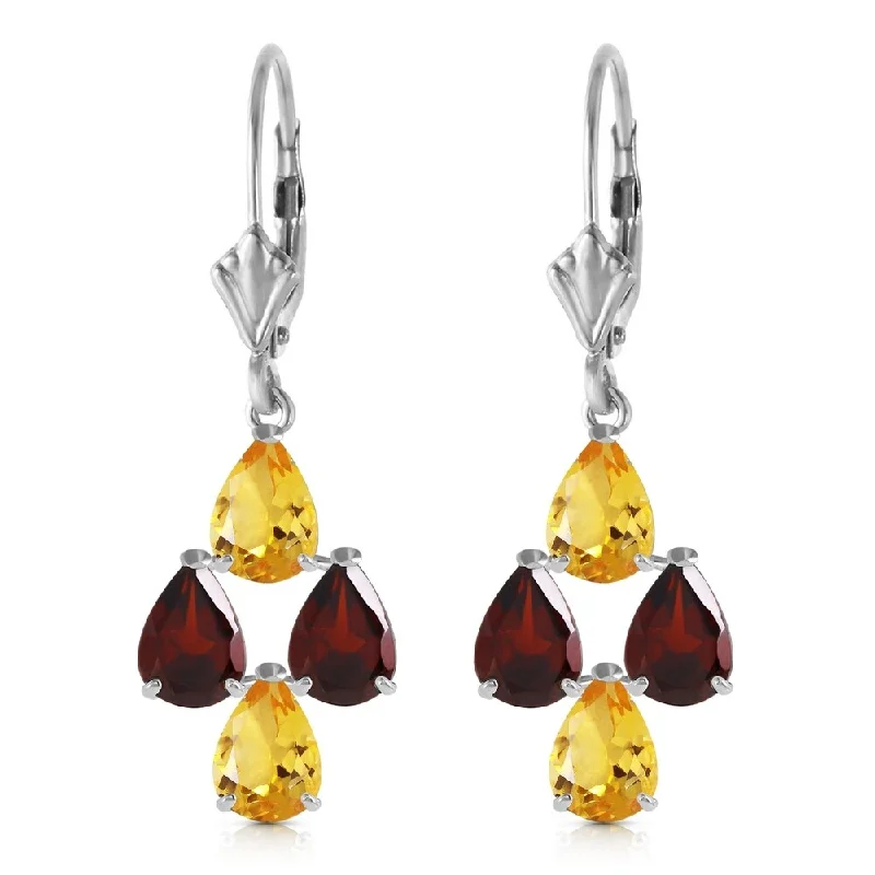 Rough grain earrings-3.9 CTW 14K Solid White Gold Signs Of Rapture Citrine Garnet Earrings