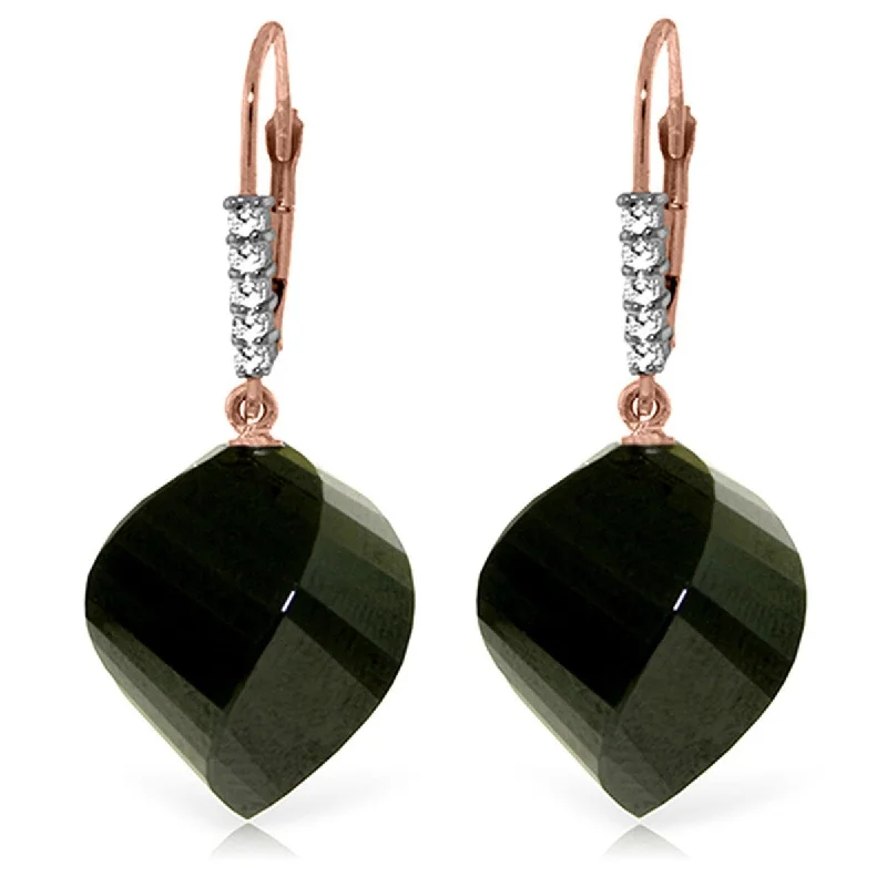 Steel cast earrings-31.15 Carat 14K Solid Gold Earrings Diamond Briolette Black Spinel