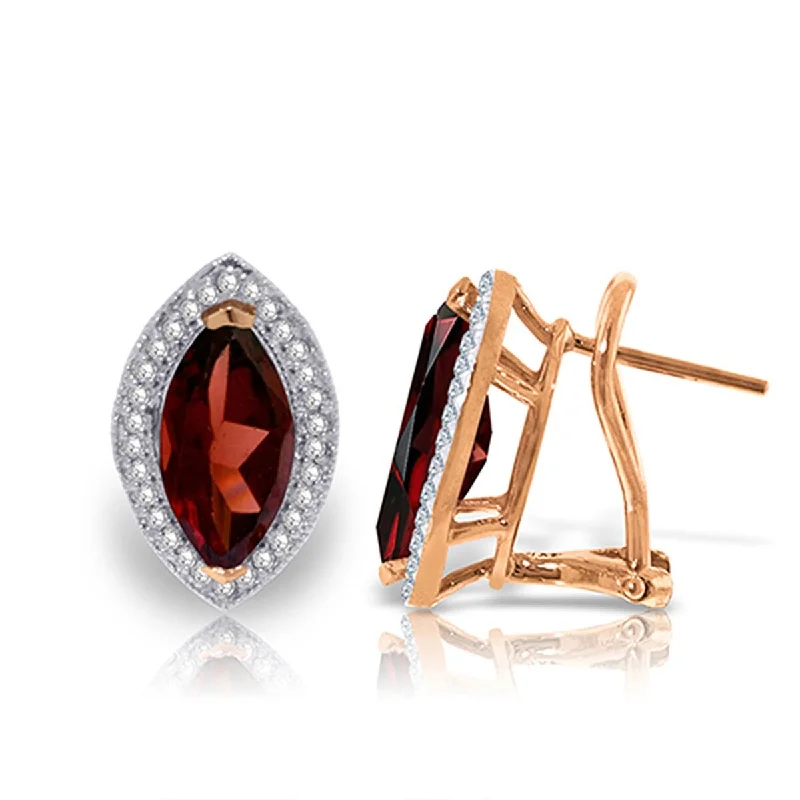 Blossom drop earrings-4.3 Carat 14K Solid Gold Natural Marquis Garnet Diamond Earrings