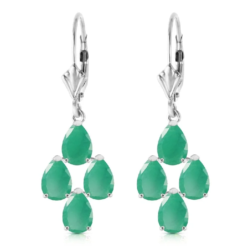 Braided wrap earrings-4.5 Carat 14K Solid White Gold Gazelle Emerald Earrings