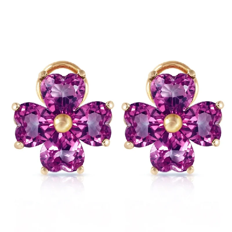 Navy sapphire earrings-6.5 Carat 14K Solid Gold Heart Cluster Amethyst Earrings