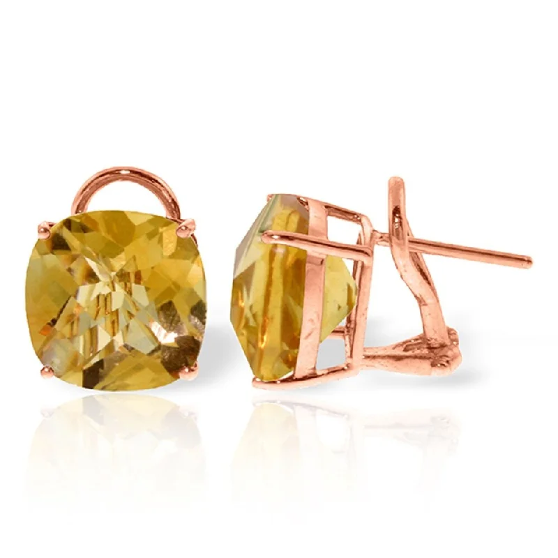 Repurposed relic earrings-7.2 Carat 14K Solid Rose Gold Cushion Citrine Earrings