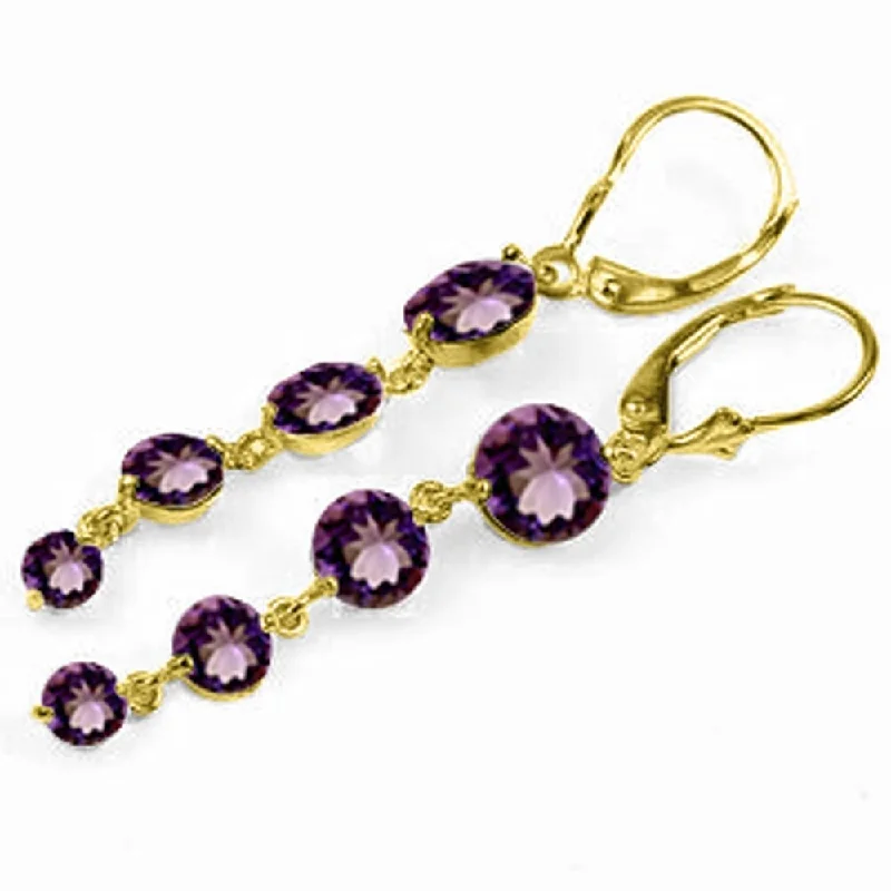 Sienna agate earrings-7.8 Carat 14K Solid Gold Drizzle Amethyst Earrings