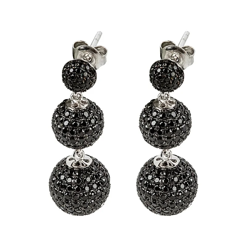 Pinned design earrings-925 Sterling Silver Black Spinel Gemstone Drop Earrings