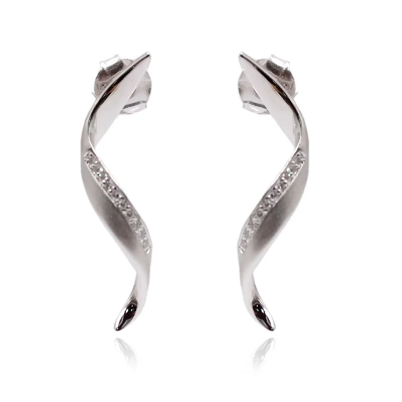 Micro bead earrings-925 Sterling Silver Diamond Earrings