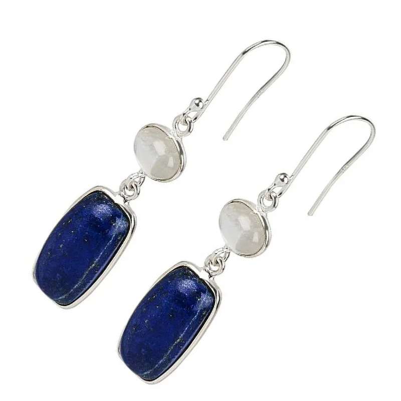 Red tiger eye earrings-925 Sterling Silver Lapis Lazulli,Rainbow Moonstone Dangle Earrings