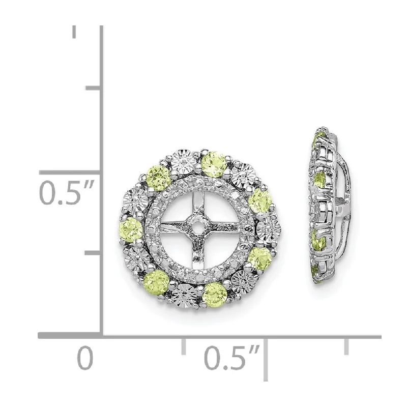 Iron relic earrings-925 Sterling Silver Peridot Jacket Stud Earrings (L-13 mm, W-13 mm)