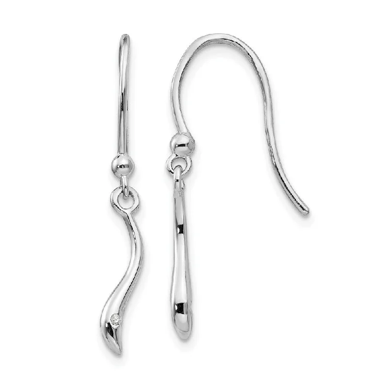 Cracked gem earrings-925 Sterling Silver Swirl Diamond Earrings (L-28 mm, W-3 mm)