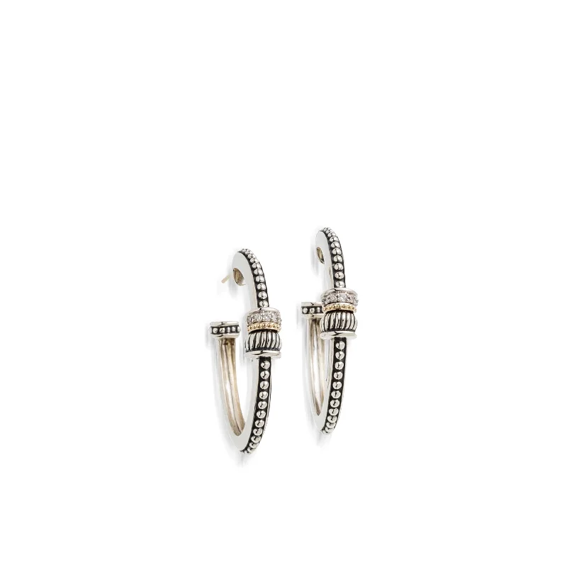 Double gem earrings-Apollo Oval Hoop Earrings with Pave Diamonds