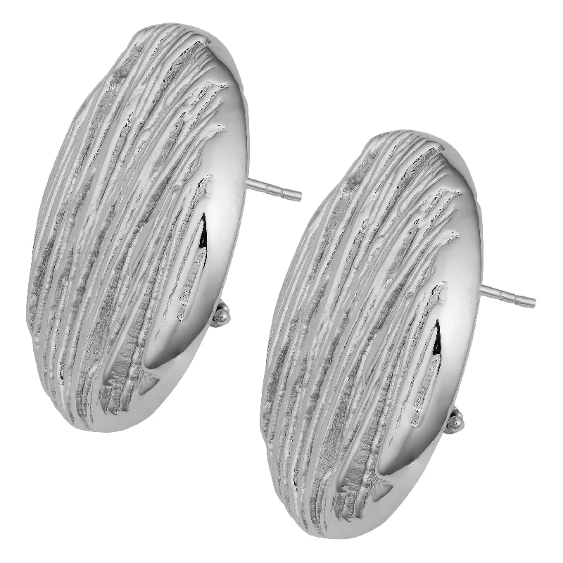 Joint clasp earrings-Argento Italia Sterling Silver Bold Textured Round Omega Back Earrings