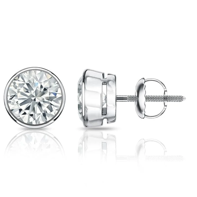 Mist bead earrings-Auriya 1 1/4ct TW Round Bezel Set Diamond Stud Earrings 14kt Gold Certified