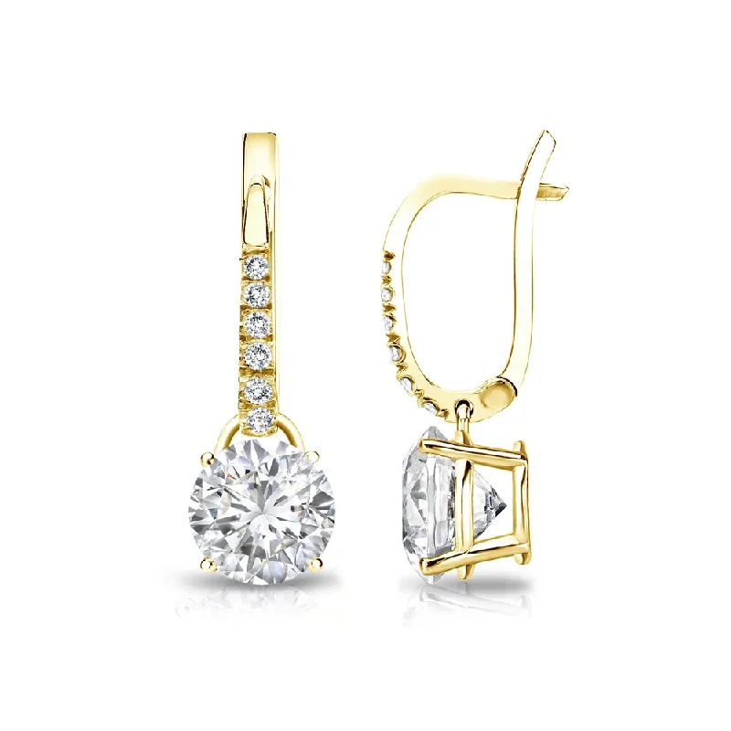 Tinted quartz earrings-Auriya 1 1/4ctw Round Diamond Dangle Earrings 14k Gold (H-I, SI1-SI2)