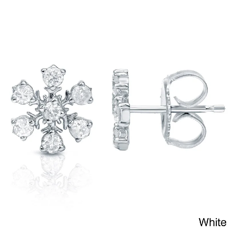 Pinnacle stud earrings-Auriya 1/10 to 1/3ctw Snowflake Diamond Stud Earrings10k Gold (H-I, I1-I2)