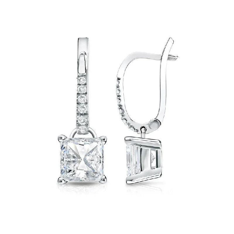 Pinnacle stud earrings-Auriya 14k Gold 2ctw Princess-cut Diamond Dangle Earrings (H-I, SI1-SI2)