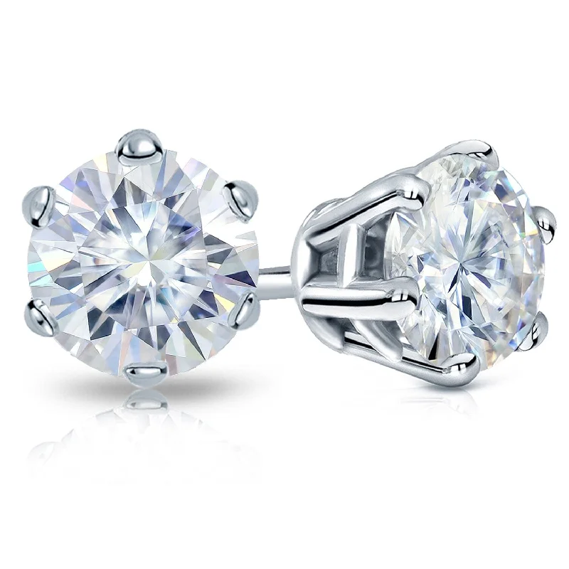 Heptagon stone earrings-Auriya 14k Gold 2ctw Round Moissanite Stud Earrings - 6.5 mm