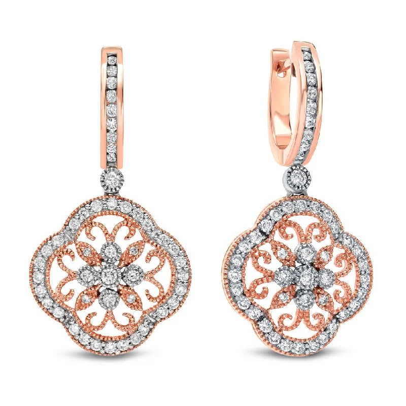 Sisal wrap earrings-Auriya 14k Rose Gold 1 1/2ct TDW Vintage Diamond Earrings (H-I, SI1-SI2)