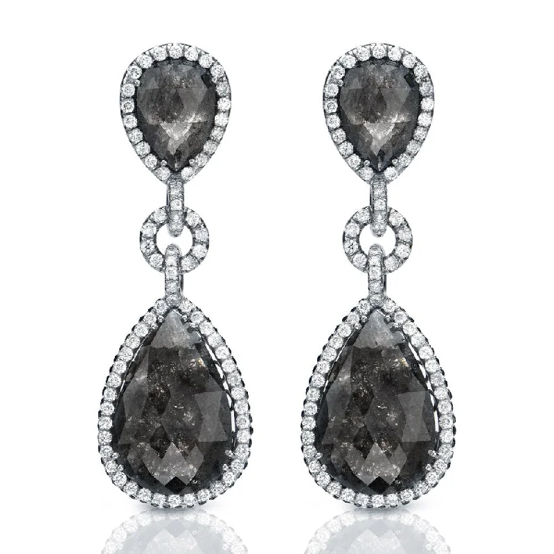 Sweeping rim earrings-Auriya 14K White Gold 21ct TDW Black Diamond Dangle Earrings (G-VS1)