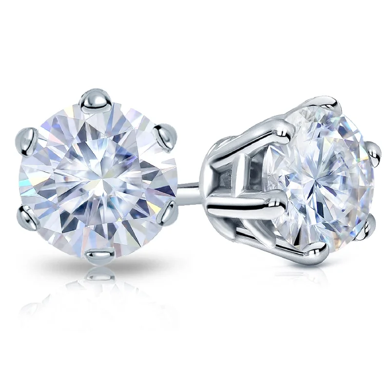 Smooth cut earrings-Auriya 2ctw Round Moissanite Stud Earrings 14k Gold - 6.5 mm