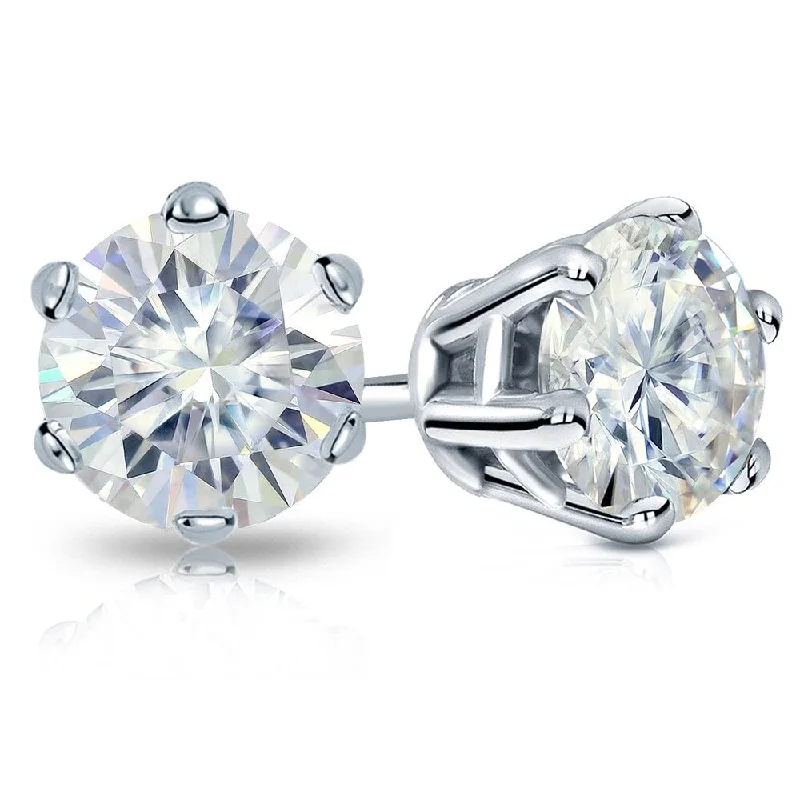 Waxed stone earrings-Auriya 6ctw Round Moissanite Stud Earrings 18k Gold