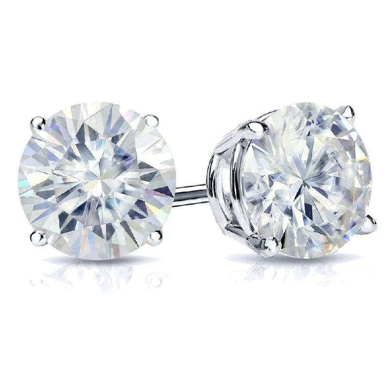 Fused gem earrings-Auriya 6ctw Round Moissanite Stud Earrings 18k Gold 4-Prong Basket