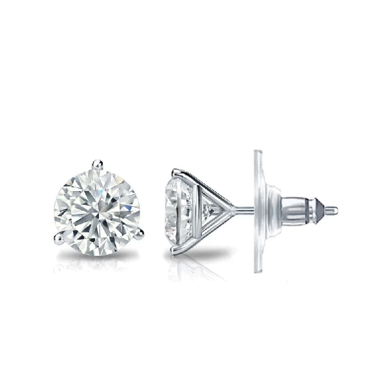 Chiseled groove earrings-Auriya EGL USA Certified 14k White Gold 3-Prong Martini 1.70 ct. TDW Secure Lock Back R