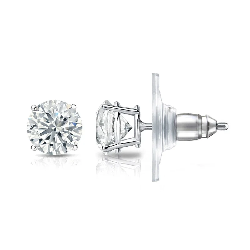 Micro bead earrings-Auriya EGL USA Certified 14k White Gold 4-Prong Basket 2.50 ct. TDW