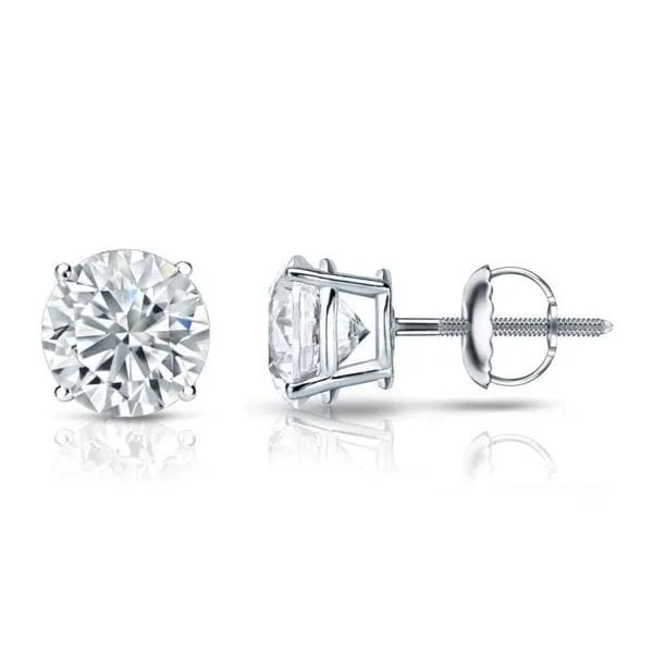 Crimped hoop earrings-Auriya Platinum 1 1/2ctw Round Diamond Stud Earrings GIA Certified